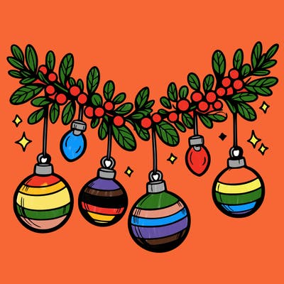 christmas garland with big bulbs