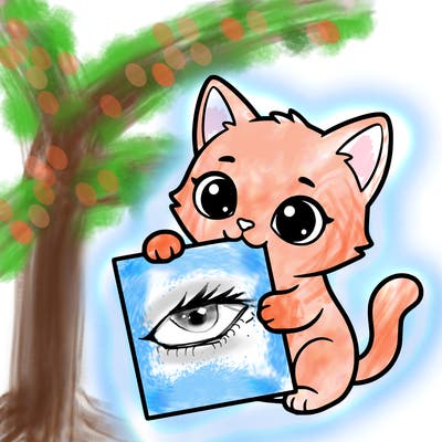 a small cat with a blank sheet of paper in its hand. the cat is sooooooo cute!