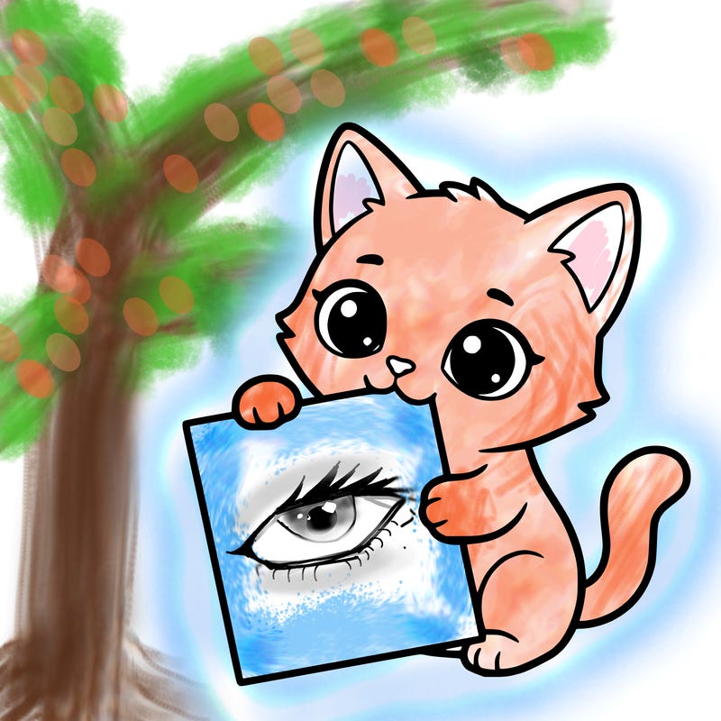 a small cat with a blank sheet of paper in its hand. the cat is sooooooo cute!