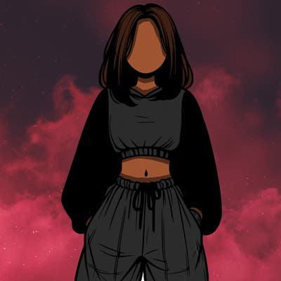 realistic girl faceless with baggy pants and a crop top