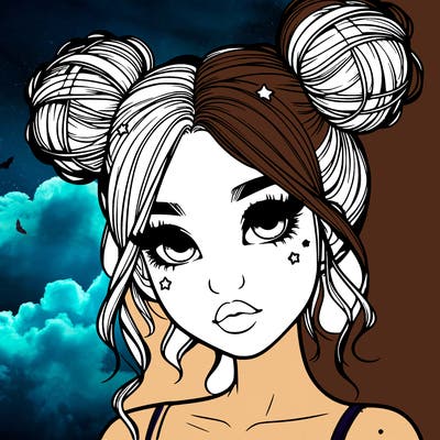realistic girl with space buns