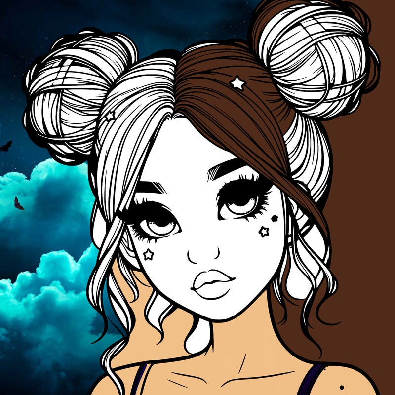 realistic girl with space buns