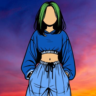 realistic girl faceless with baggy pants and a crop top