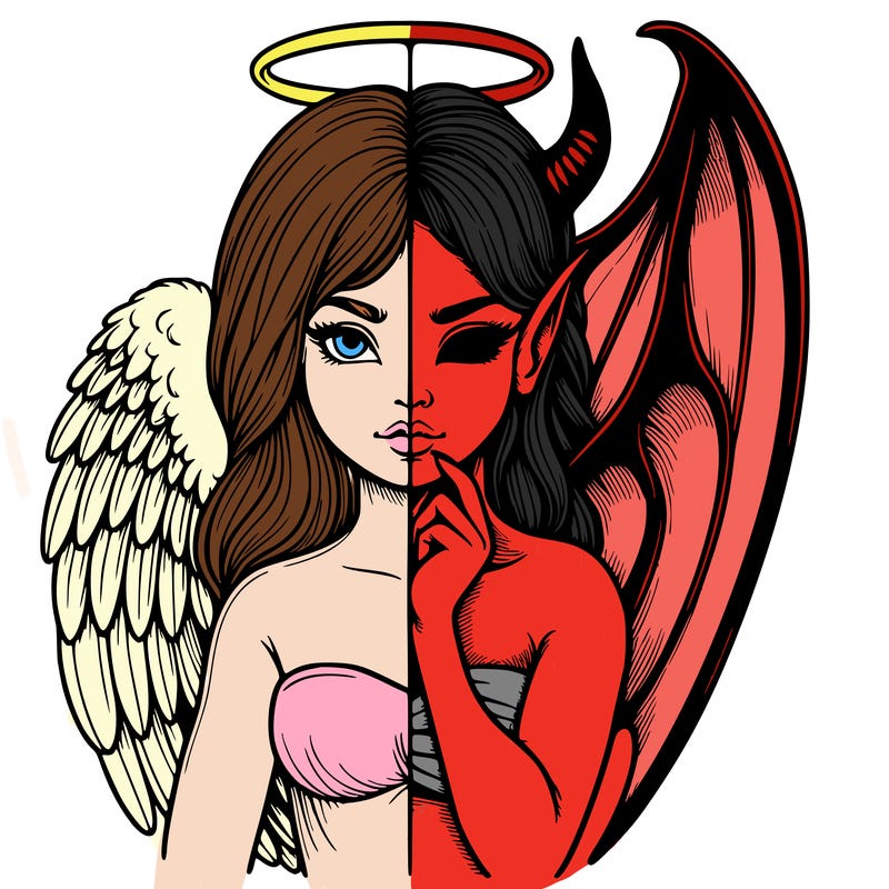 realistic angel half demon