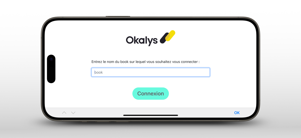 Anmeldebildschirm der Okalys Sales Enablement App auf einem Smartphone