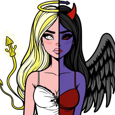 devil vs angel realistic girl