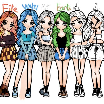 a group of girls realistic