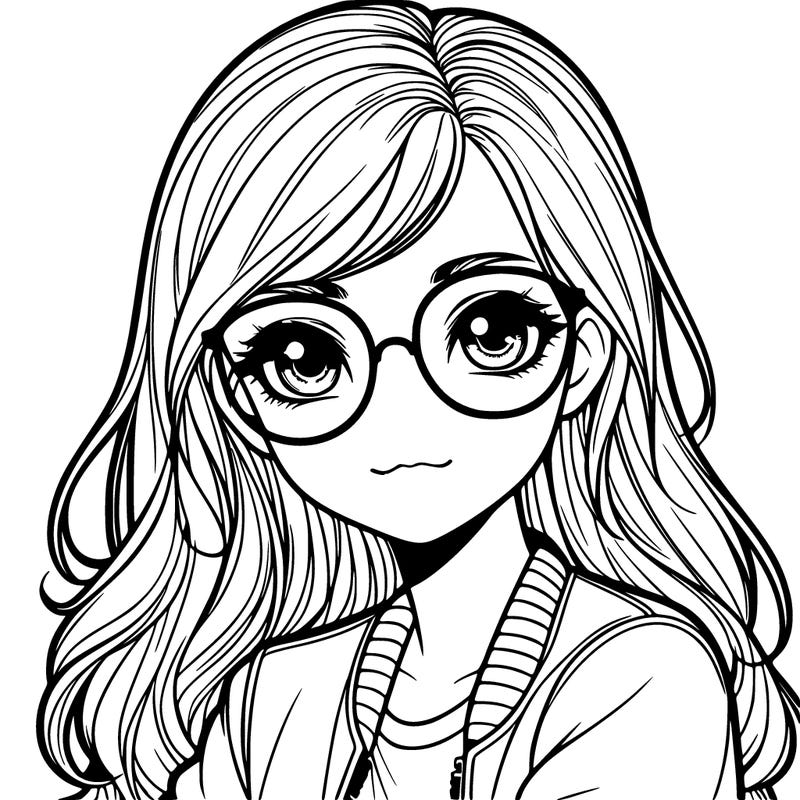 realistic girl with glasses