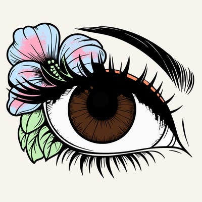 realistic eye with flower