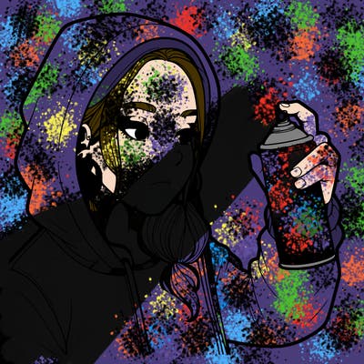 a realistic girl, spray painting