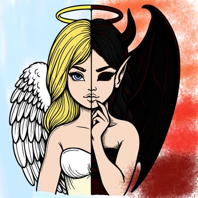 realistic angel half demon