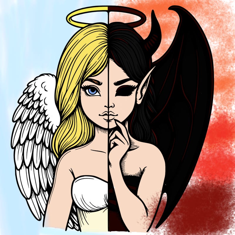 realistic angel half demon