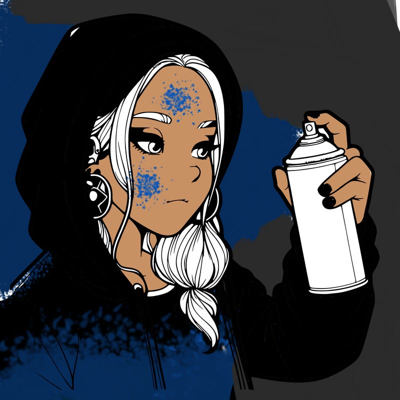 a realistic girl, spray painting