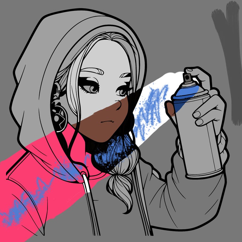 a realistic girl, spray painting
