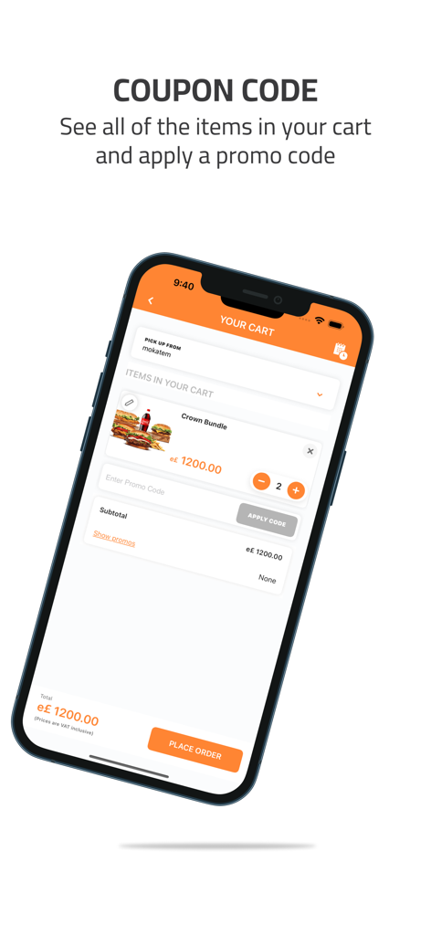 Burger King Egypt app shopping cart screen showing a meal bundle and the option to apply a coupon code