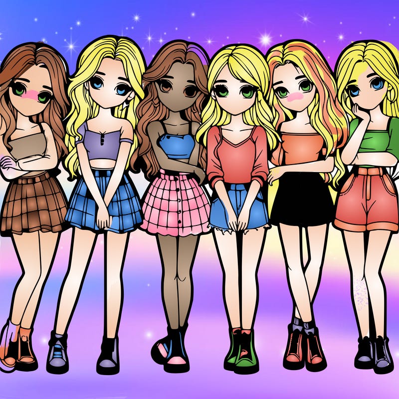 a group of girls realistic