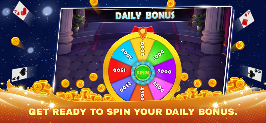 Callbreak Game - A colorful daily bonus spin wheel in the Callbreak card game app.