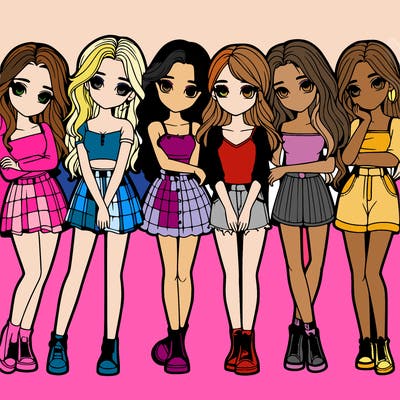 a group of girls realistic