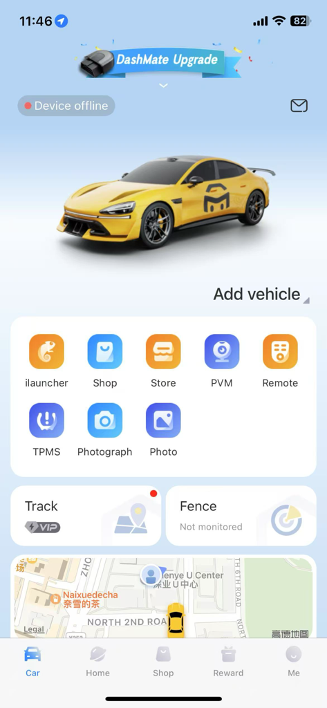 CarMate Pro - CarMate Pro mobile app dashboard with vehicle tracking and remote control options