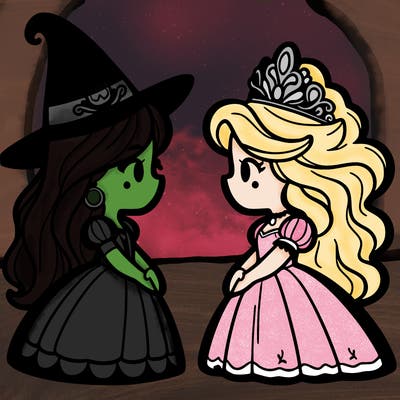 princess and witch facing each other