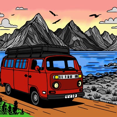 camper van on lofoten, norway