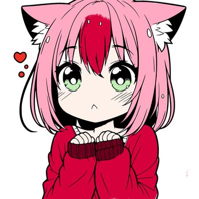 shy anime catgirl