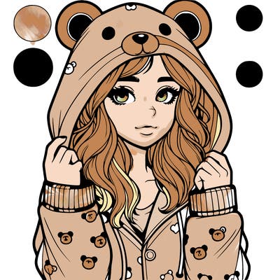 realistic girl in a animal pjs hoodie