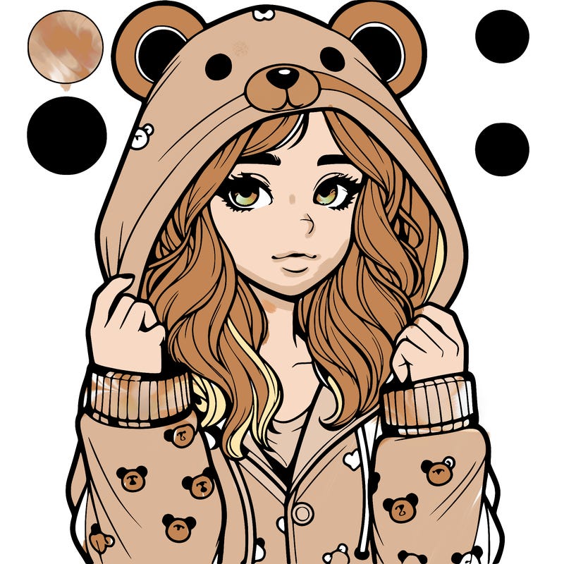 realistic girl in a animal pjs hoodie