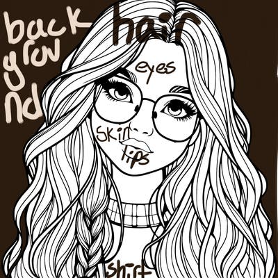 girl with long hair and freckles and glasses realistic