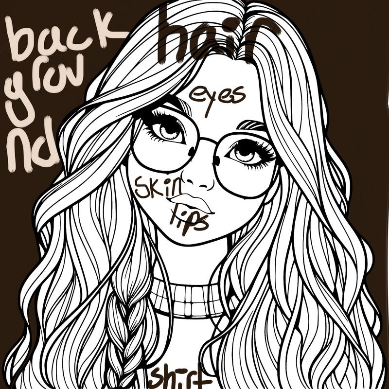 girl with long hair and freckles and glasses realistic