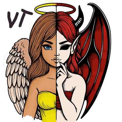 realistic angel half demon