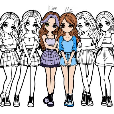 a group of girls realistic