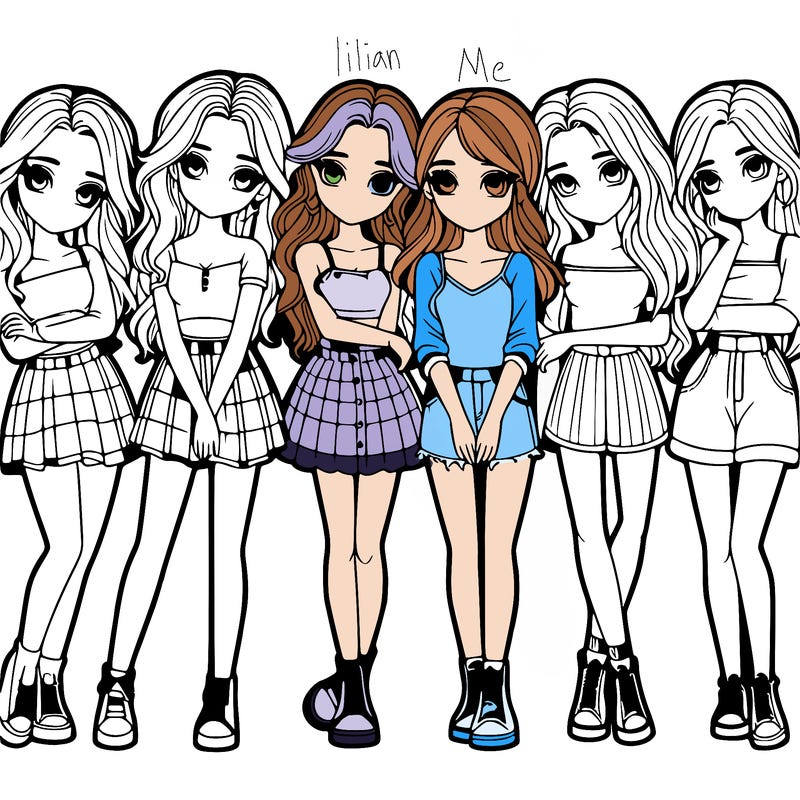 a group of girls realistic