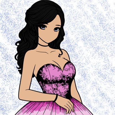 realistic girl in prom dress