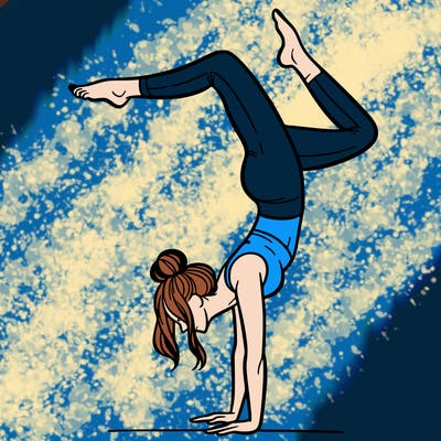 a woman doing a handstand