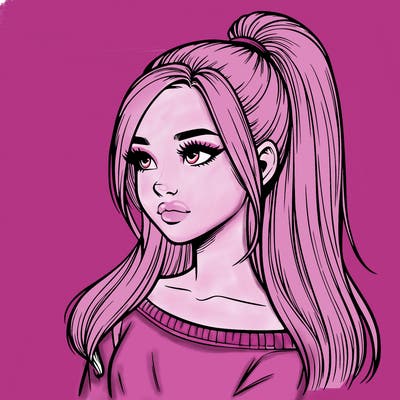 realistic girl with a high ponytail