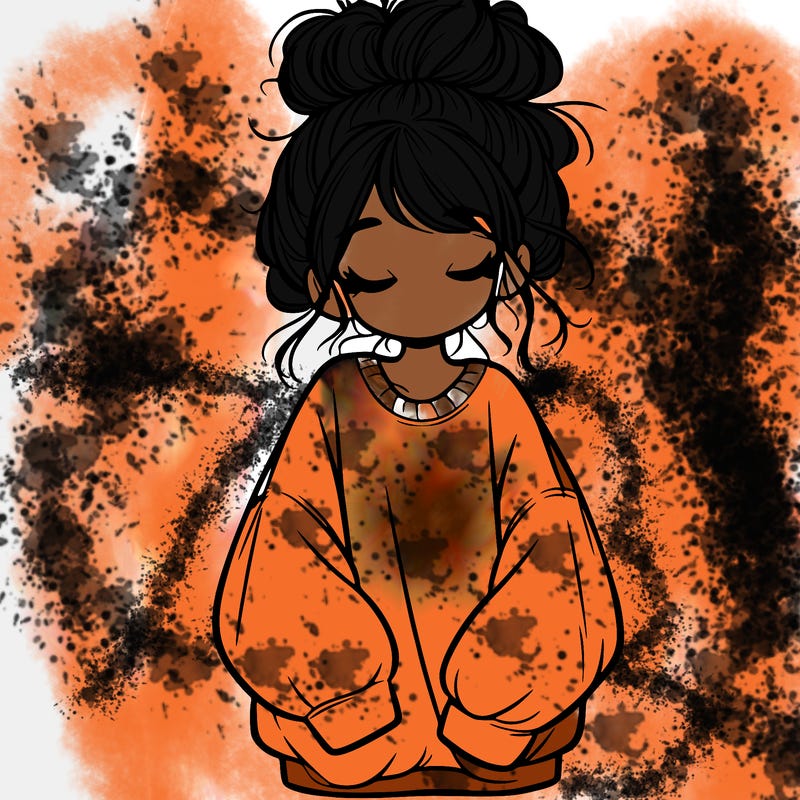 girl with baggy sweatshirt and messy bun