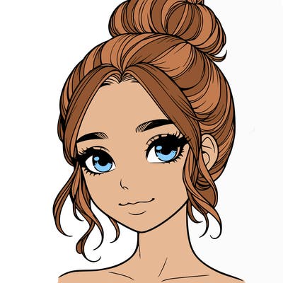 realistic pretty girl with hair in bun