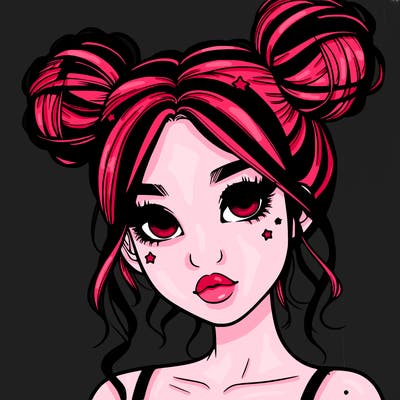 realistic girl with space buns