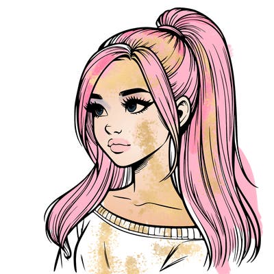 realistic girl with a high ponytail