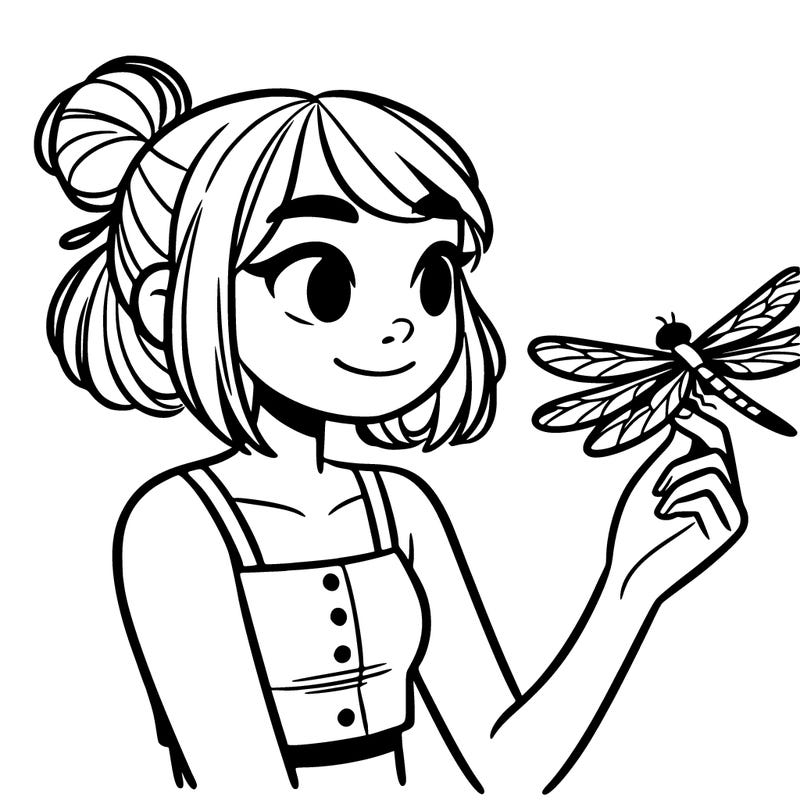 girl with crop top holding a dragonfly