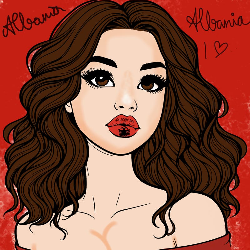 realistic girl with wavy hair and lips