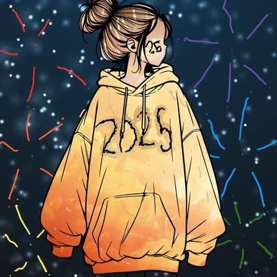 realistic girl with a oversized sweatshirt on and a bun