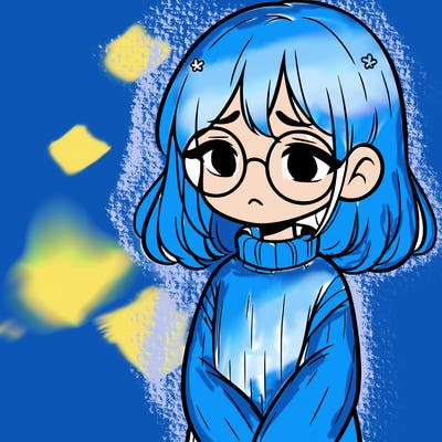 sad girl with glasses in a sweater