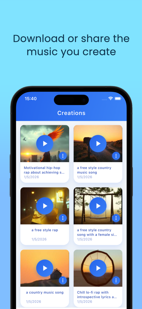 AI Rap Generator - RapAI - Una libreria di brani musicali generati dall'IA con copertine di album personalizzate nell'app RapAI.