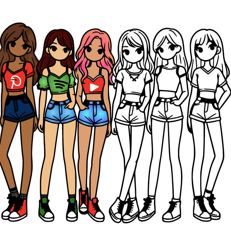 a group of girls wearing crop tops and shorts