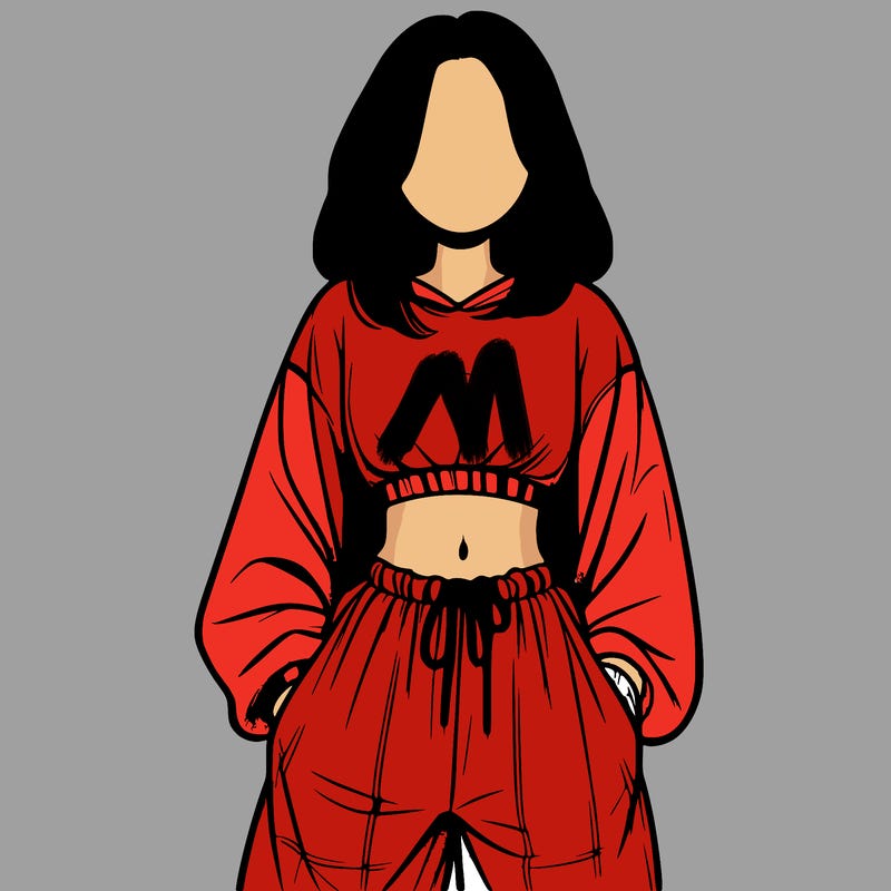 realistic girl faceless with baggy pants and a crop top