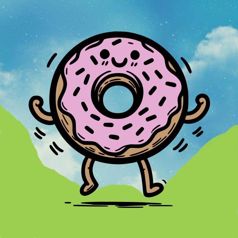 donut with stick legs and stick arms