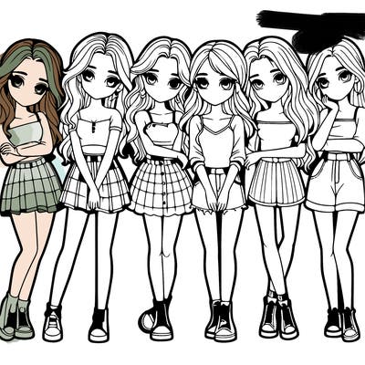 a group of girls realistic