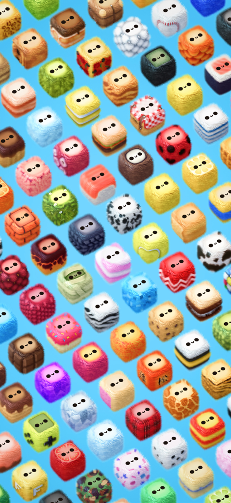 A colorful grid of many different cute and fuzzy 3D characters from Fluffy Fall